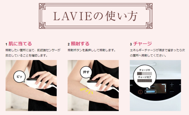 lavie脱毛器の使用の流れ